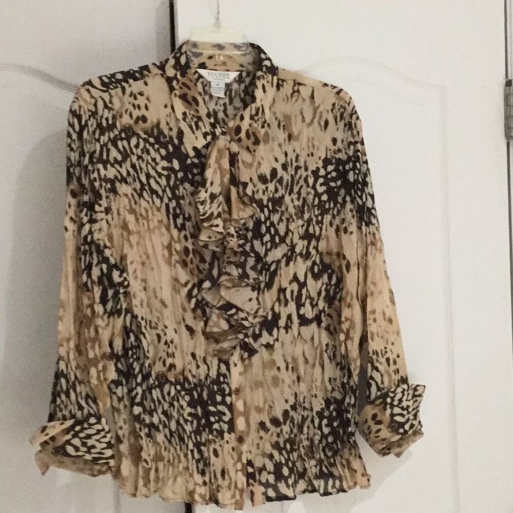 Allison taylor crinkle 3x blouse taupe Brown guc